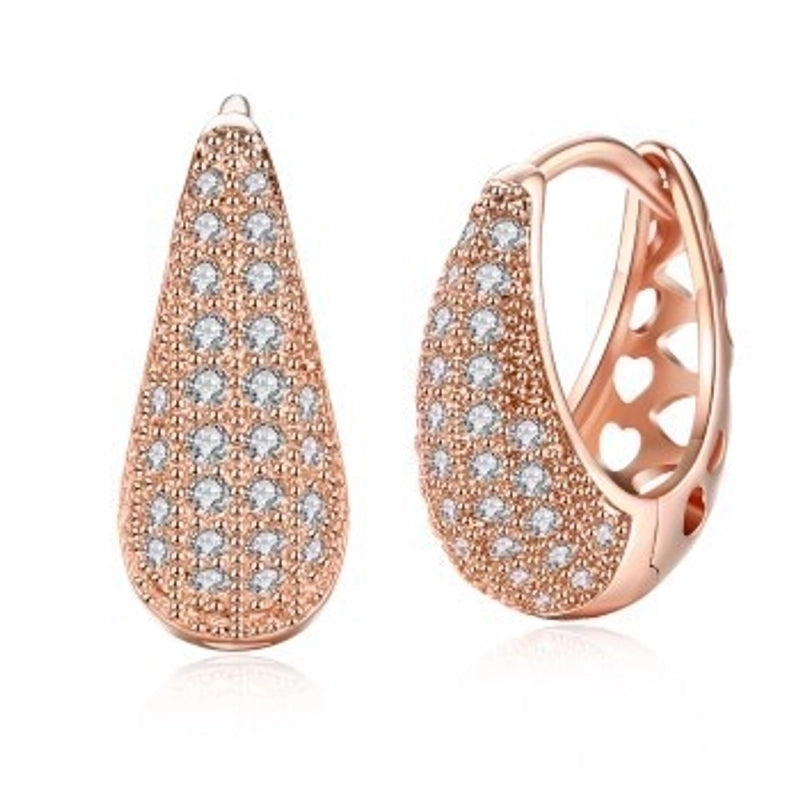 Minimalist Oval Copper Inlay Zircon Earrings 1 Pair