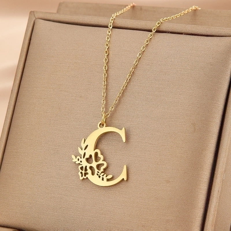 Basic Classic Style Letter Stainless Steel Plating Pendant Necklace