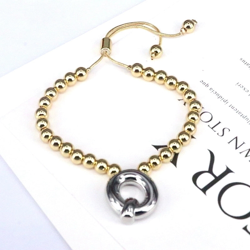 Copper Gold Plated Vintage Style Minimalist Plating Letter Bracelets
