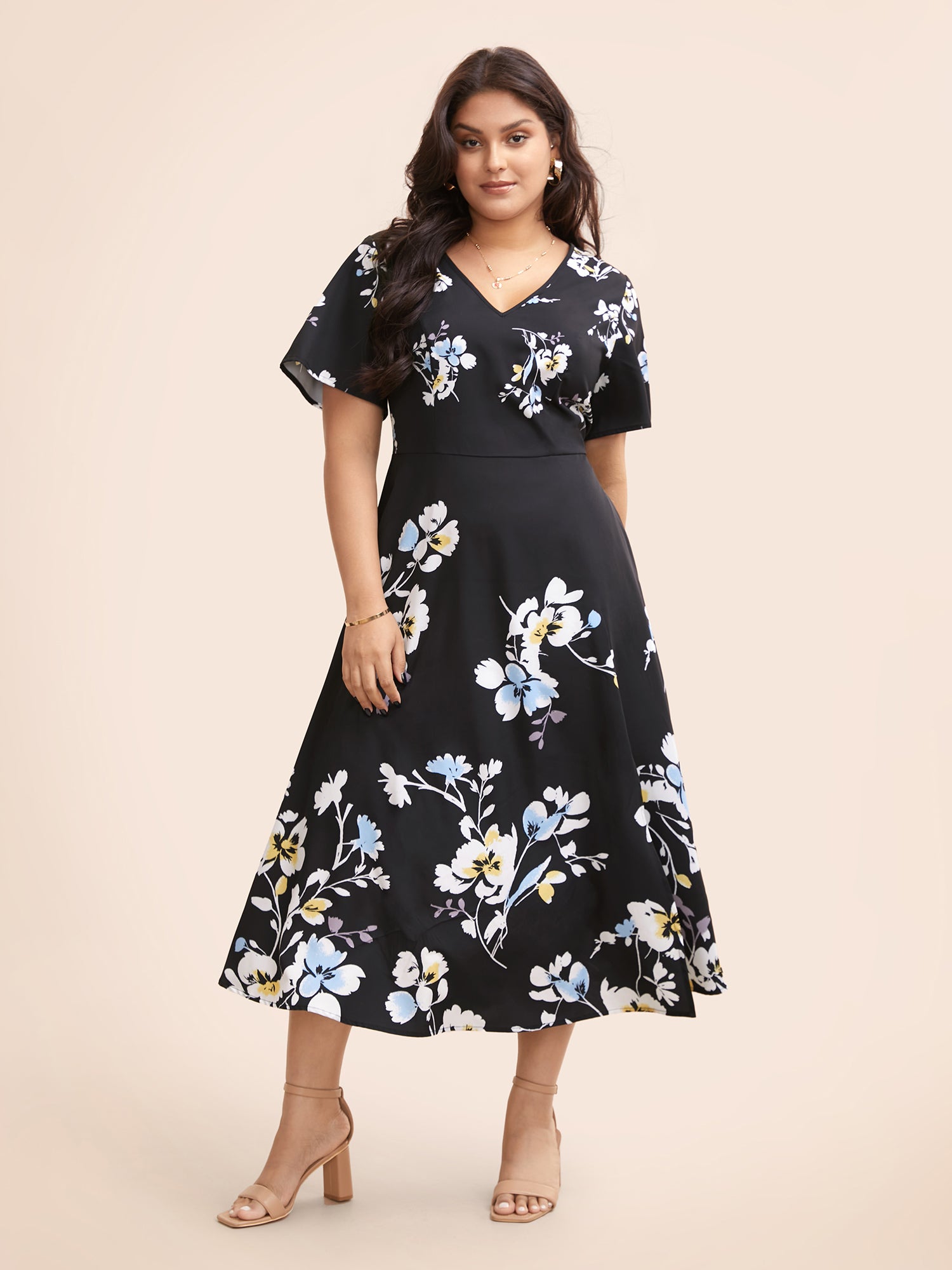 Silhouette Floral Print Split Hem Dress