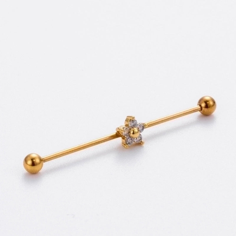 1 Piece Ear Cartilage Rings & Studs Vintage Style Heart Shape Wings Flower 316L Stainless Steel  Copper Plating Inlay Zircon