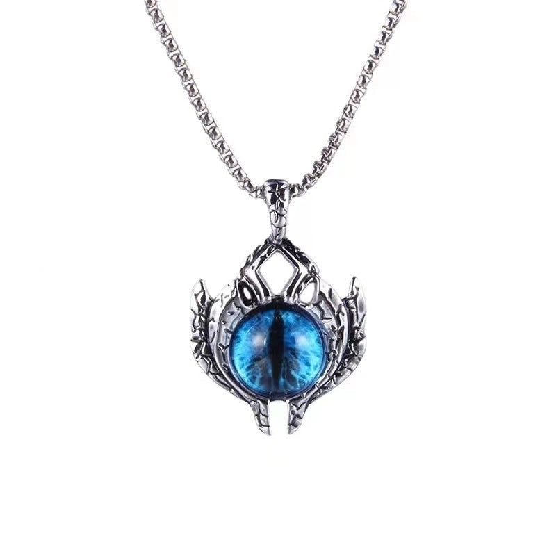 Retro Geometric Stainless Steel Inlay Artificial Gemstones Pendant Necklace 1 Piece