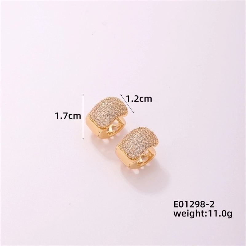 1 Piece Casual Minimalist Geometric Copper Zircon Gold Plated Silver Plated Huggie Earrings