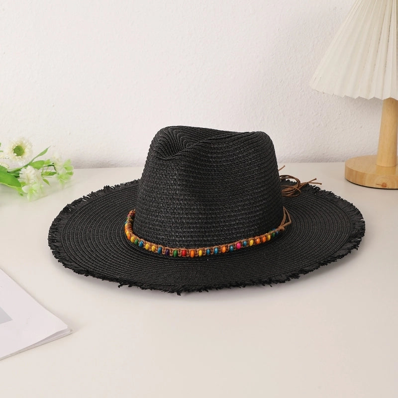 Women's  Vacation Solid Color Straps Big Eaves Straw Hat