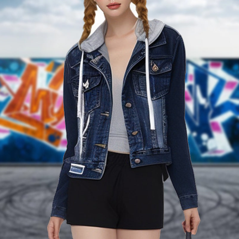 💥Hot Sale🎉Women's Removable Hooded Short Denim Jacket