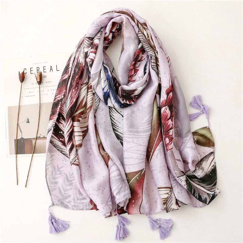 Women's Elegant Geometric Polyester Printing Winter Scarves