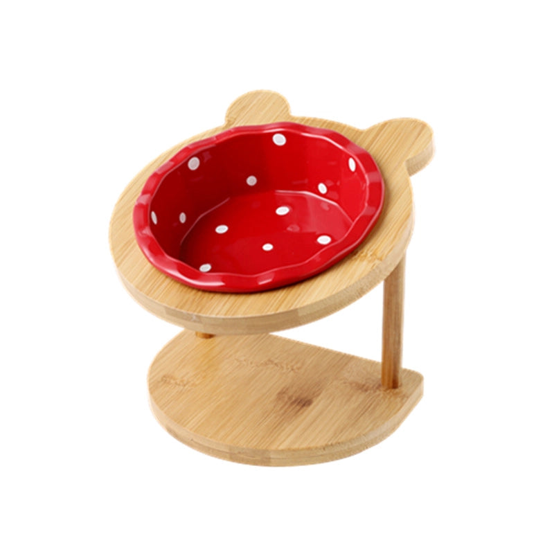 Ceramic Cat Bowl Stand Neck Protection Anti-black Chin Feeding Bowl Small Dog Teddy Inclined Cat Food Supplies