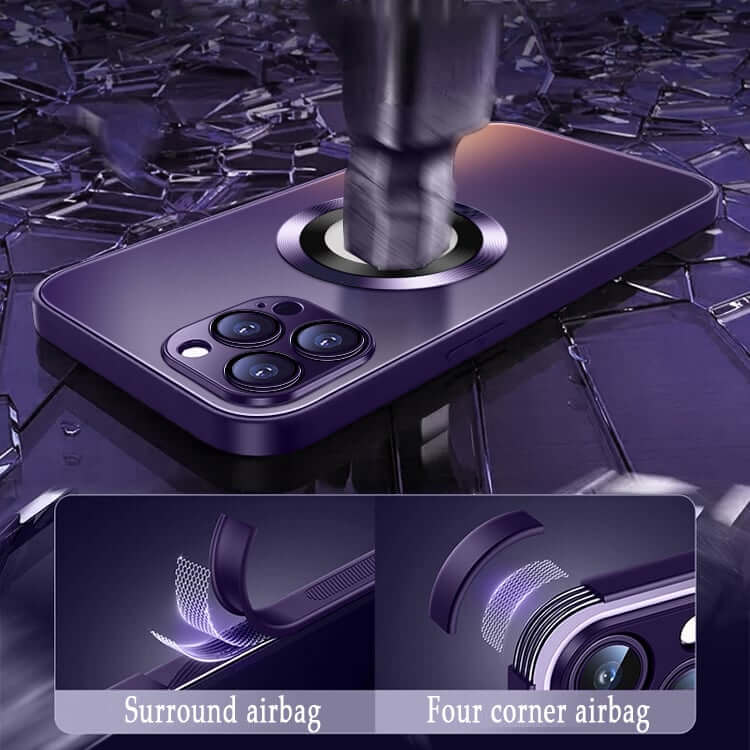 Magnetic AG Glass Frosted Case With Camera Lens Protector For iPhone 14 13