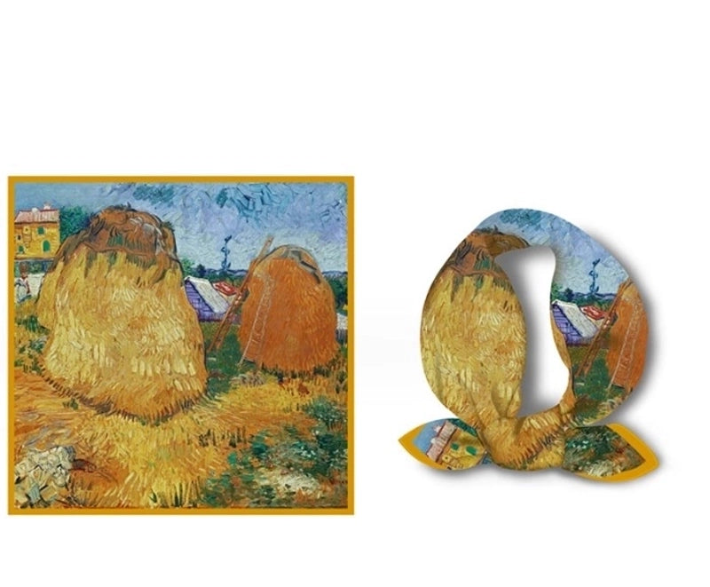 Women's Elegant Oil Painting Polyester Silk Scarf