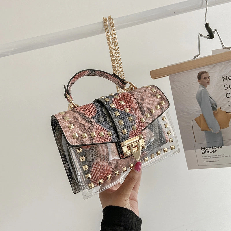 Snakeskin Pattern Buckle Single Shoulder Messenger Small Square Bag
