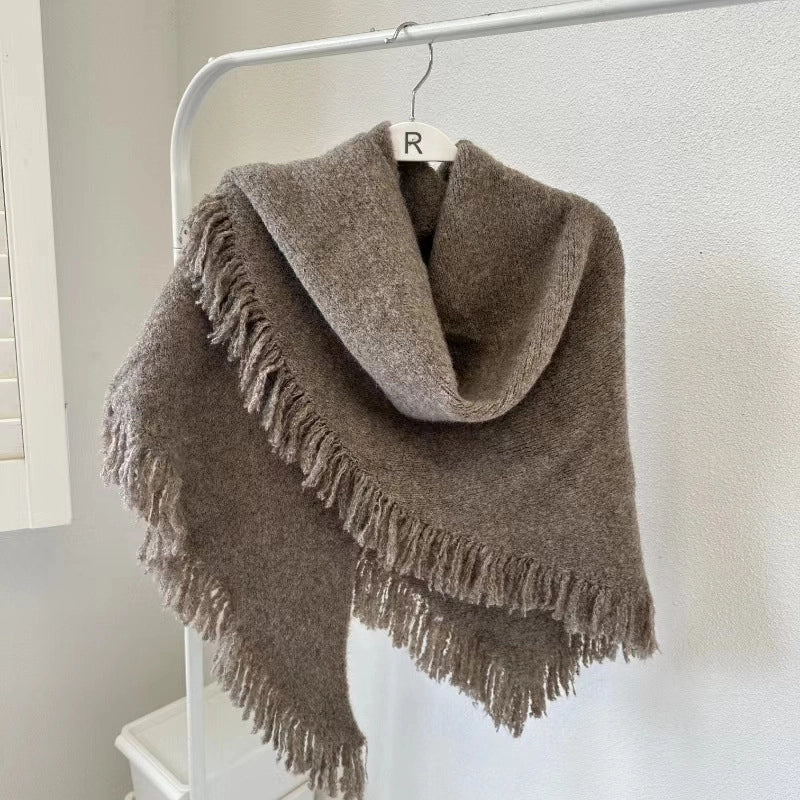 Unisex Minimalist Solid Color Wool Blend Scarf