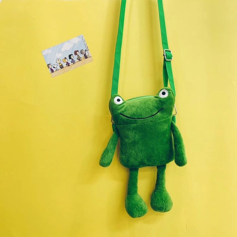 Women's Small Cotton Plush Animal Cute Square Zipper Crossbody Bag