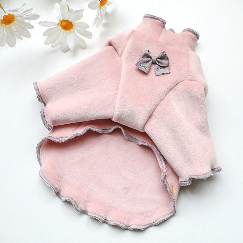Bowknot Velvet Dog Clothes
