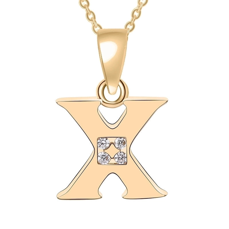 Minimalist Letter Copper Plating Inlay Zircon Pendant Necklace