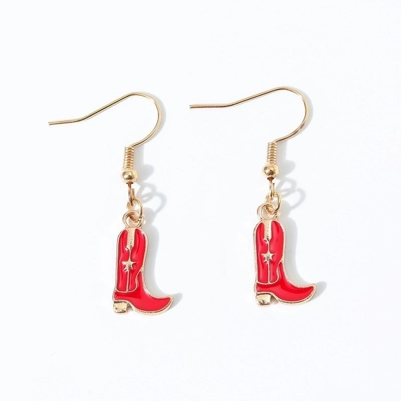 6 Pieces Fashion Style Earrings Western Cowboy Girl Oil Drop Boots Earrings High Heels   Earring