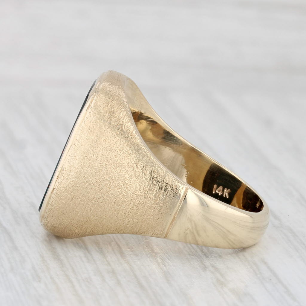Blood Stone Chalcedony Ring 14k Yellow Gold Size 9.5