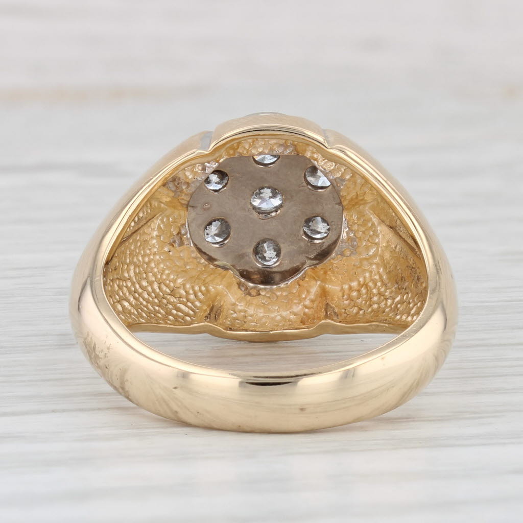 Vintage 0.80ctw Diamond Cluster Men's Belcher Setting Ring 14k Gold Size 9.75