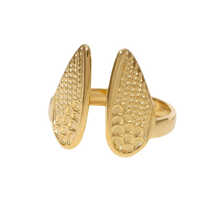 Open Ring Expressive Wing Stainless Steel Electroplating Rings