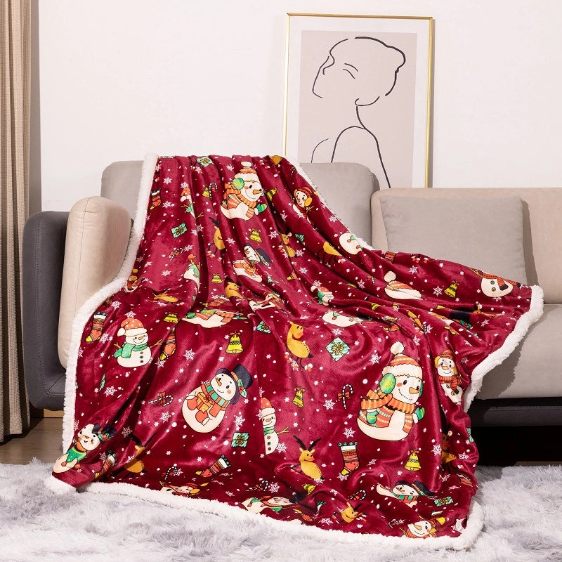 Christmas Cute Retro Elk Polyester Blanket Couch & Sofa Decor