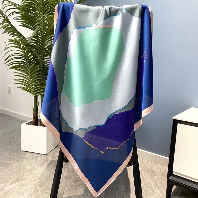Women's Fashion Color Block Satin Silk Scarves