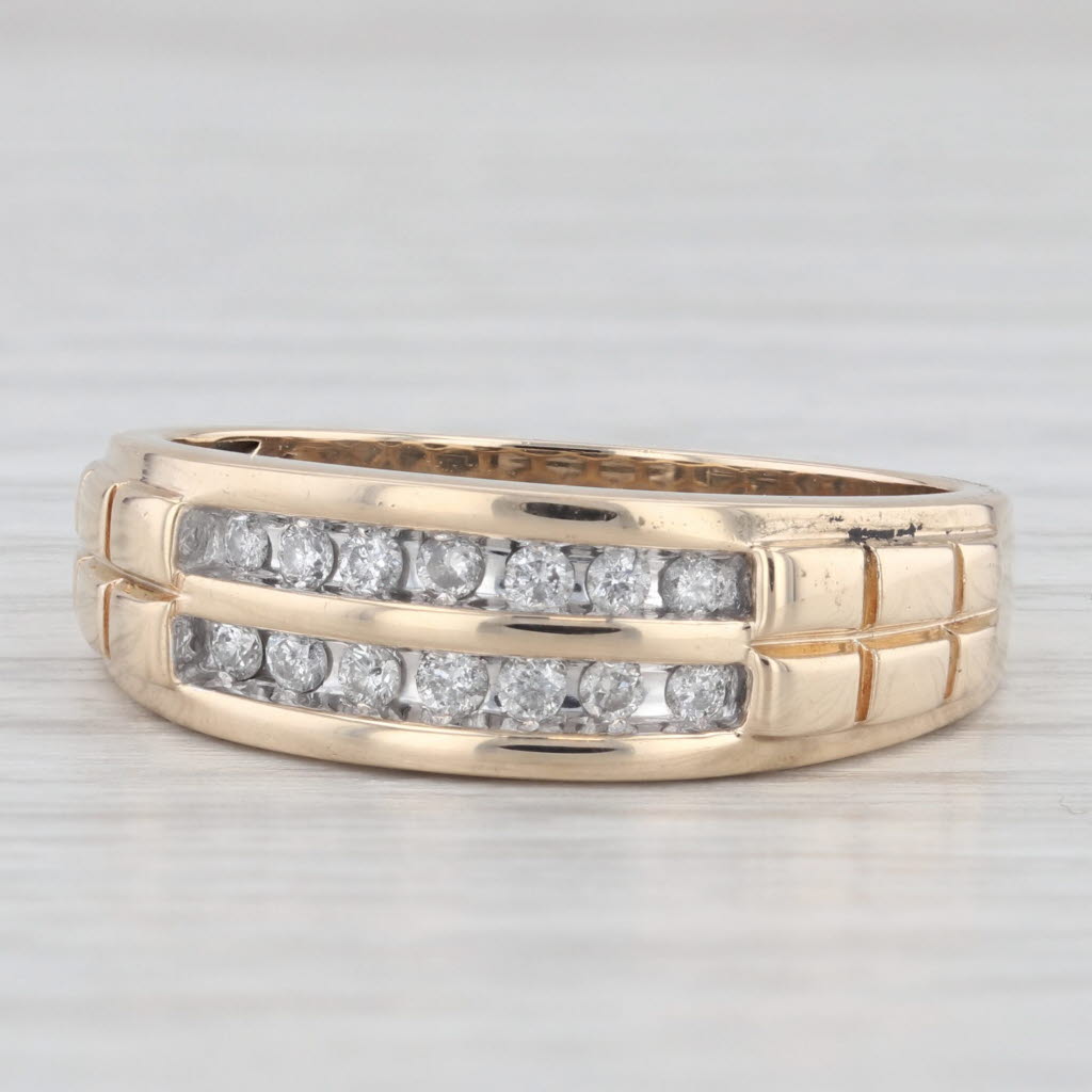 0.25ctw Diamond Men's Wedding Band 10k Yellow Gold Size 10.25 Ring