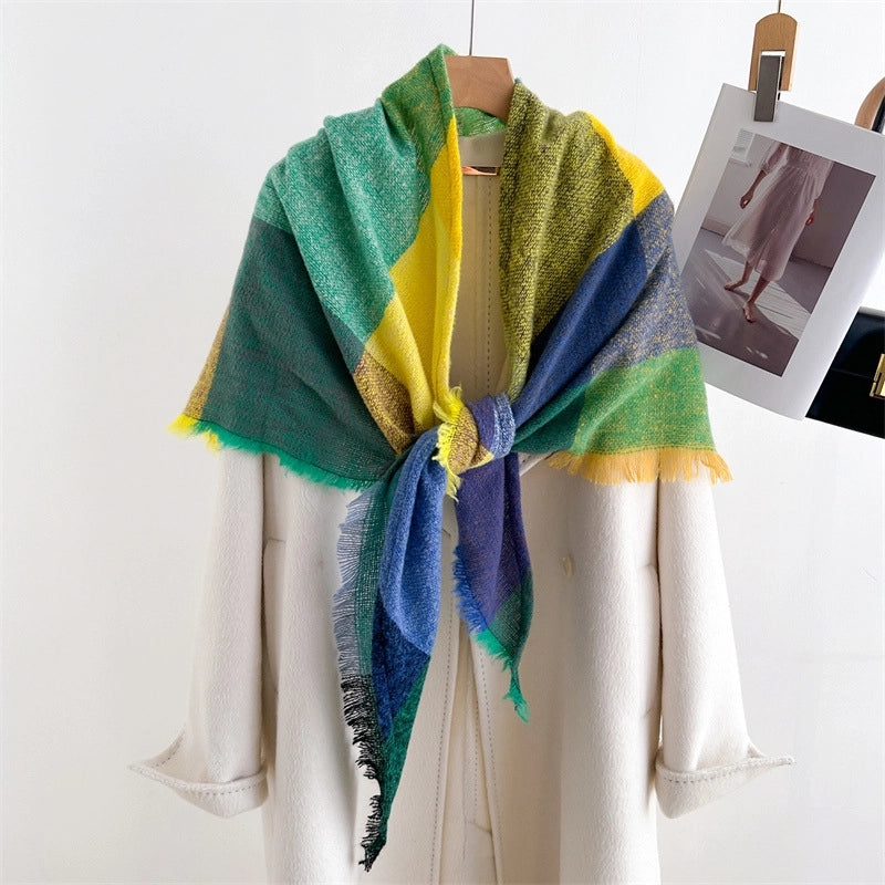 New Cashmere Color Plaid Warm Shawl Scarf Unisex Autumn And Winter Fashion Tassel Scarf