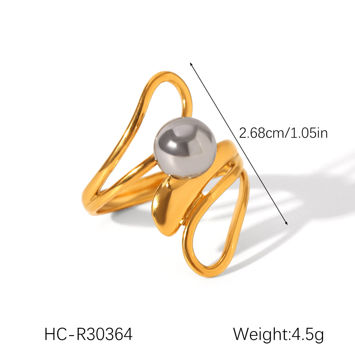 Ins Style Exaggerated Stainless Steel 18K Gold-Plated Ring Female Titanium Steel Ring Hand Jewelry
