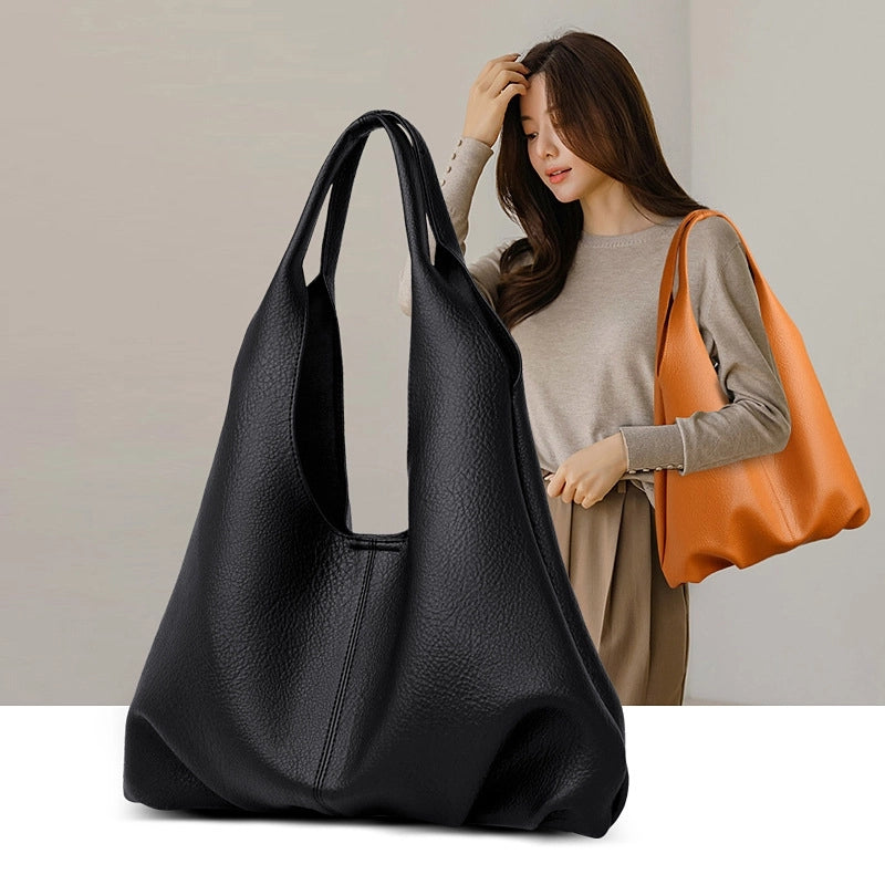 Women's Medium Pu Leather Solid Color Basic Classic Style Bucket Magnetic Buckle Shoulder Bag