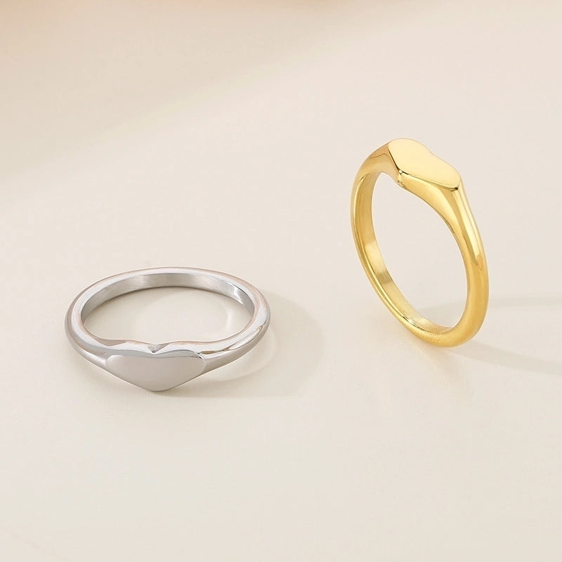 Minimalist Classic Style Heart Shape 304 Stainless Steel 18K Gold Plated Rings