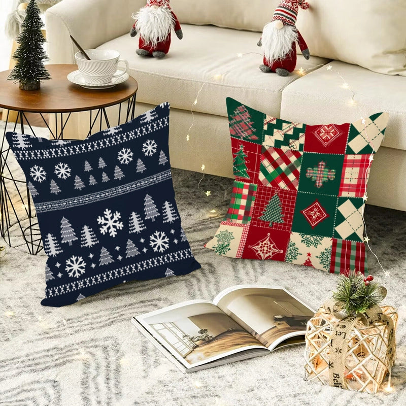 Christmas Classic Style Christmas Tree Snowman Snowflake Linen Polyester Pillow Cases Couch & Sofa Decor