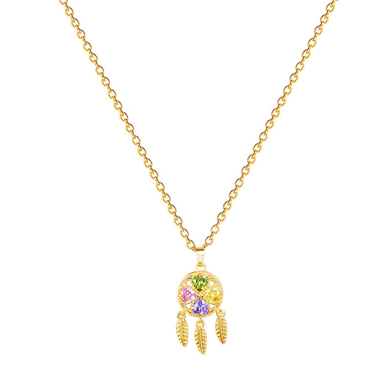 Clover Dream Network Full Diamond Gorgeous Full Diamond Necklace Female Versatile Clavicle Chain Titanium Steel