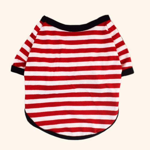 Striped Cotton Dog Cat T-shirt