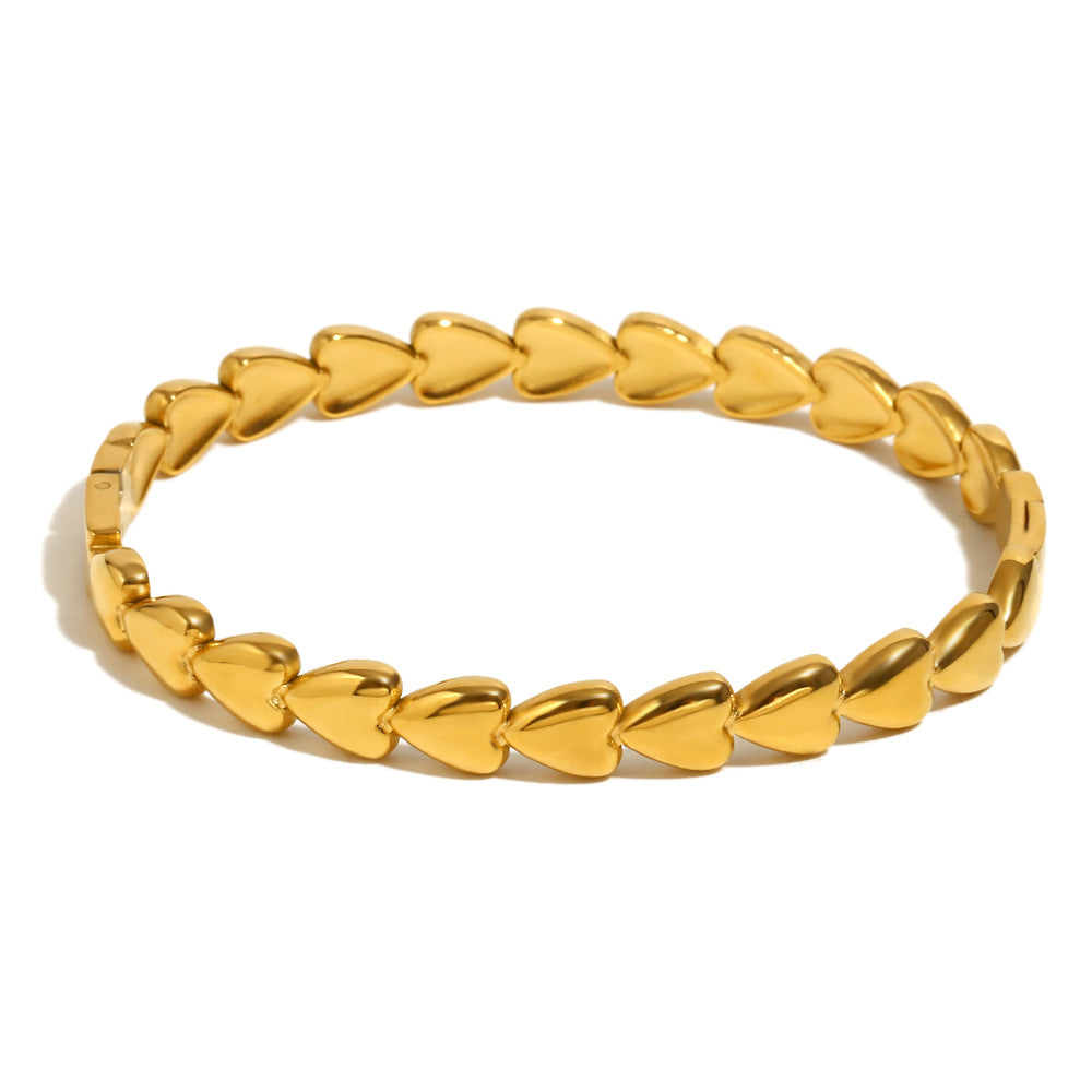 Versatile Fashion Bracelet Stainless Steel 18K Gold Plated Love Chain Water Drop Arrangement Buckle Bracelet For Women