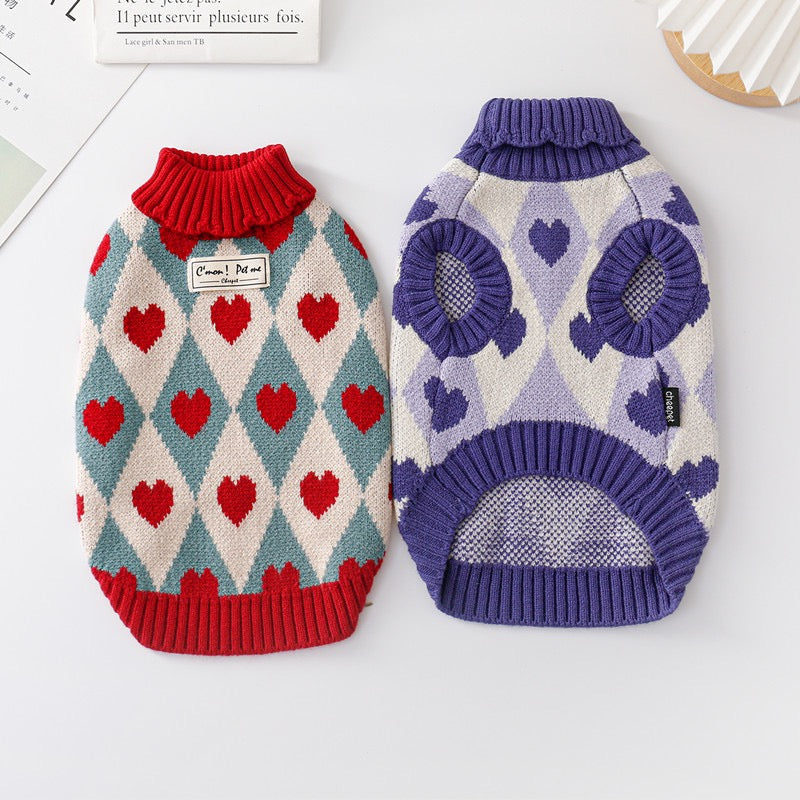 Heart Printed Dog Cat Sweater Vest
