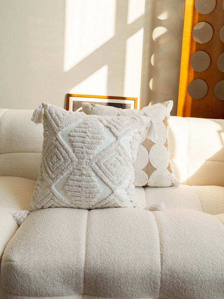 Chic Monochrome Tufted Plush Pillow