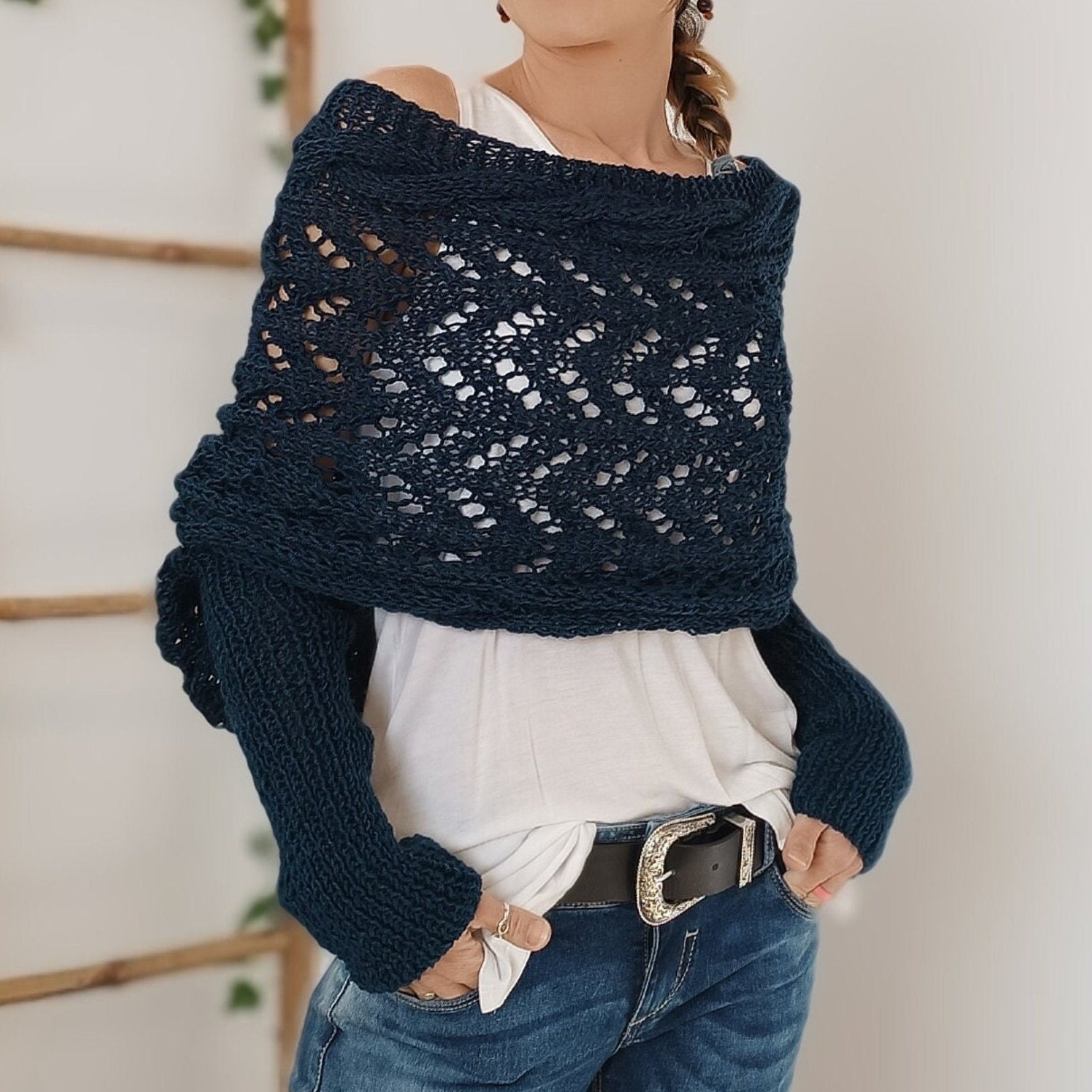 🥰HOT SALE🥰Women's Knitted Cut-Out Shawl Poncho Wrap