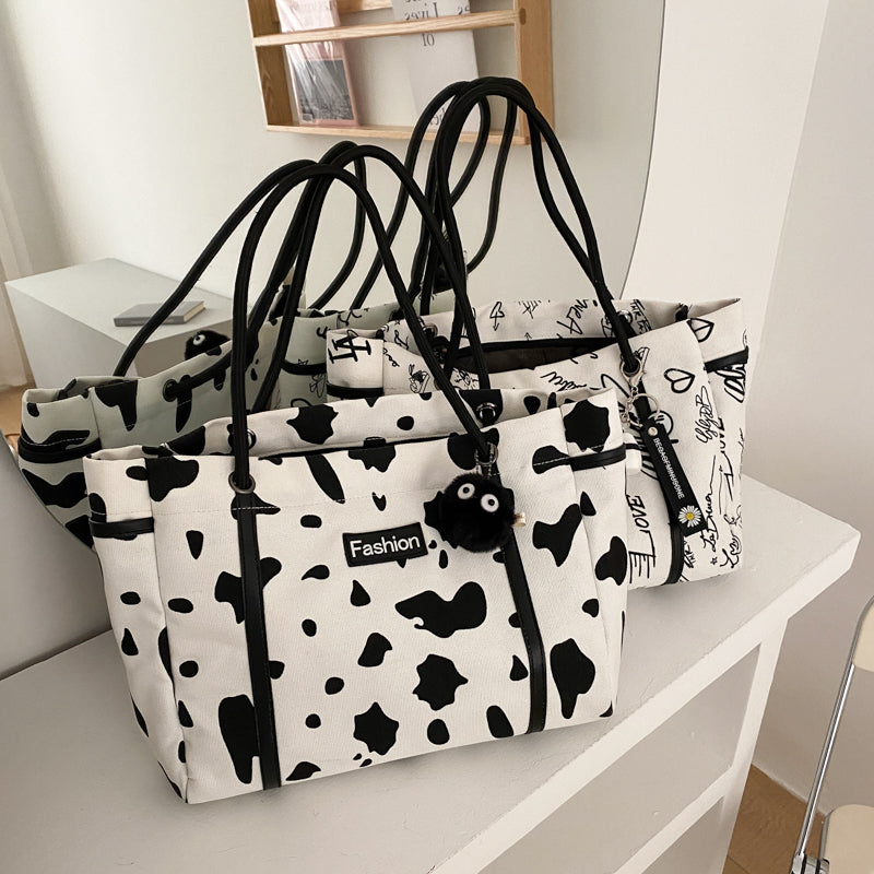 Cow canvas shoulder bag KF82222