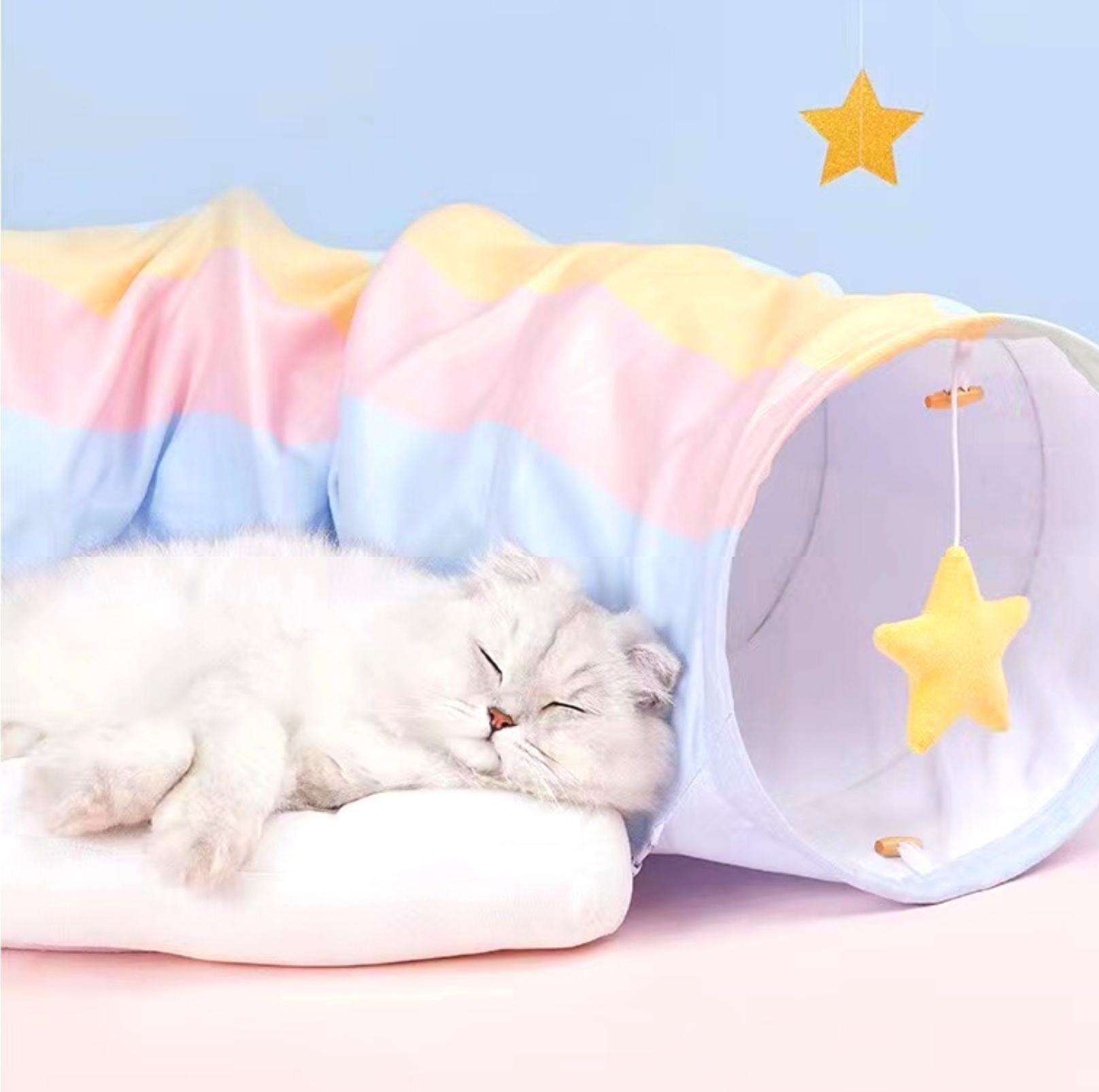 Rainbow Tunnel Toys and Removable Cat Bed