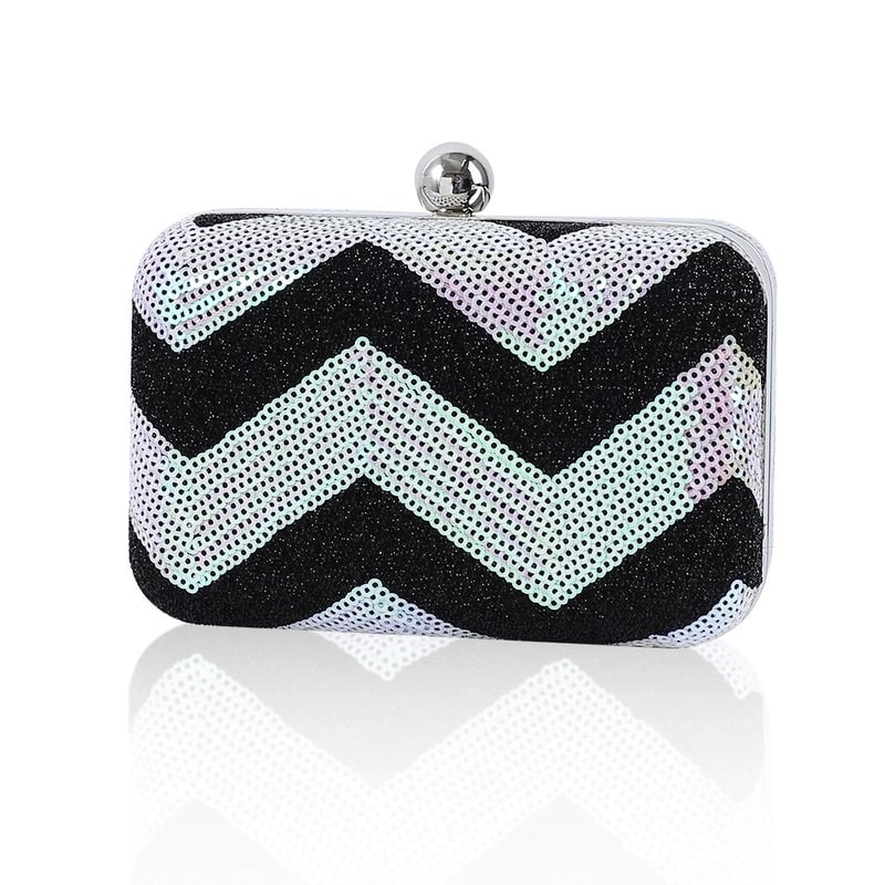 Red Silver Sequin Solid Color Square Evening Bags