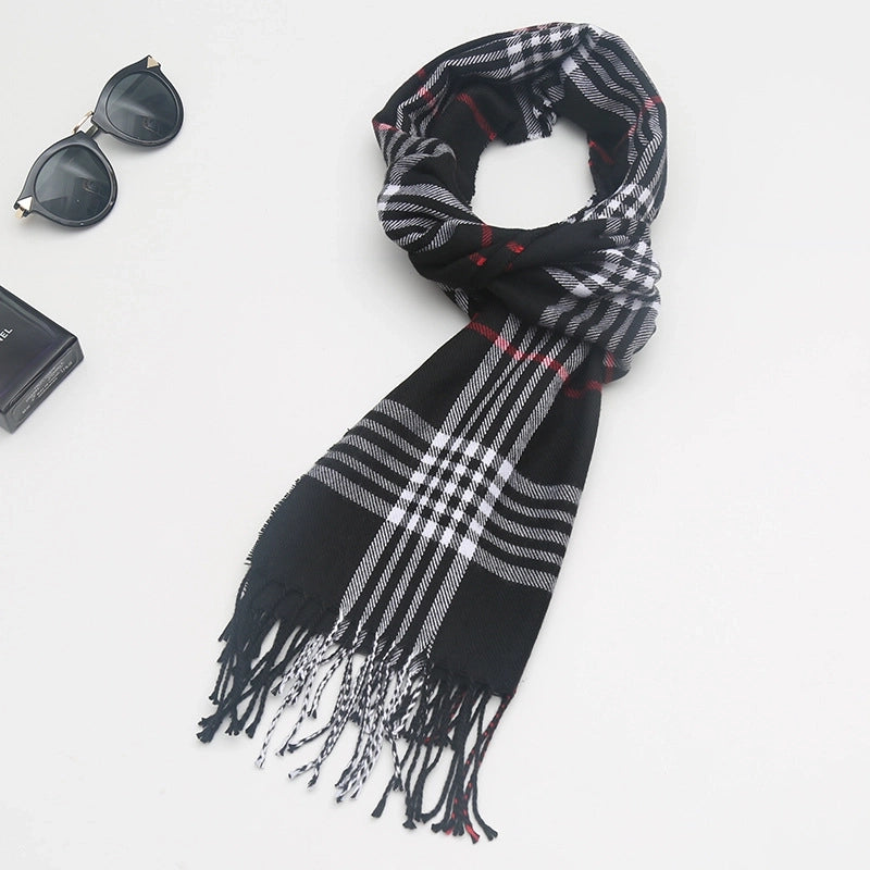 New Couple Plaid Scarf Parent-child Scarf Autumn And Winter Men's And Women's New Cashmere Plaid Color Matching Shawl