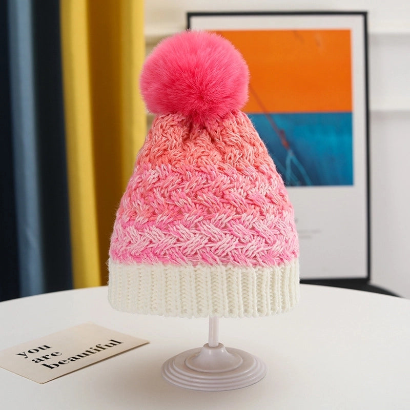 Girl's Cartoon Style Sweet Minimalist Color Block Wool Cap