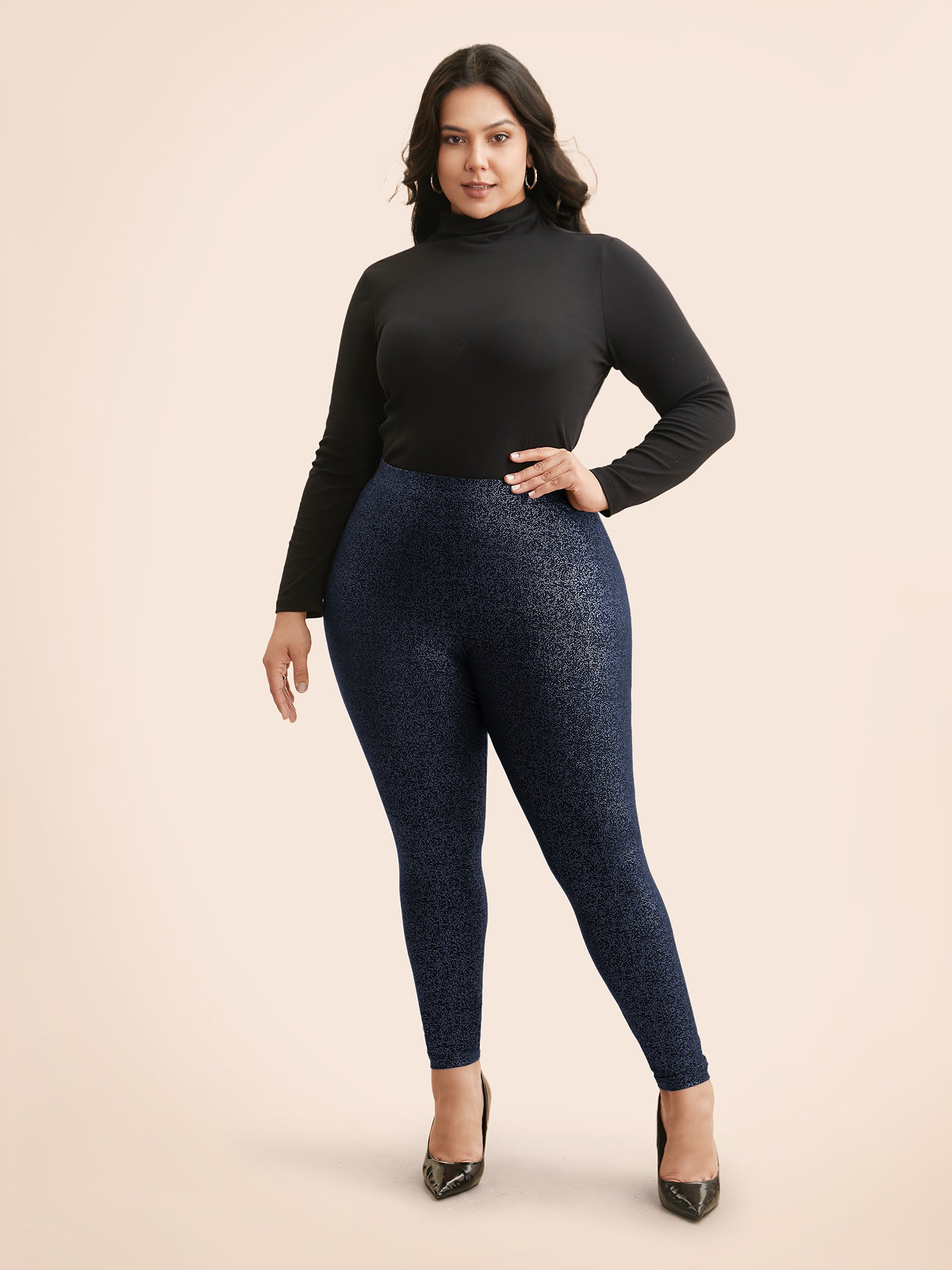 Glitter Pleated Skinny Leggings