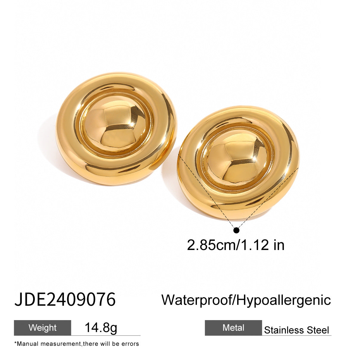 Stainless Steel 18K Gold Stainless Steel Glossy Retro Simple Versatile Hoop Earrings