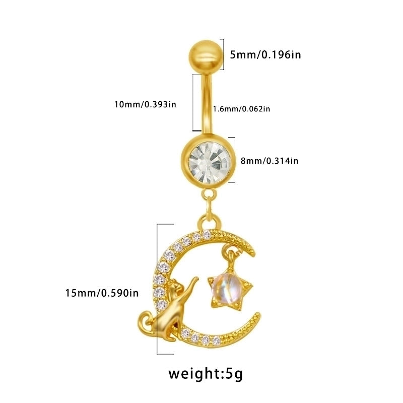 1 Piece Belly Rings Sexy Classic Style Star Heart Shape Butterfly 316L Stainless Steel  Alloy Inlay Resin Rhinestones Glass Gold Plated