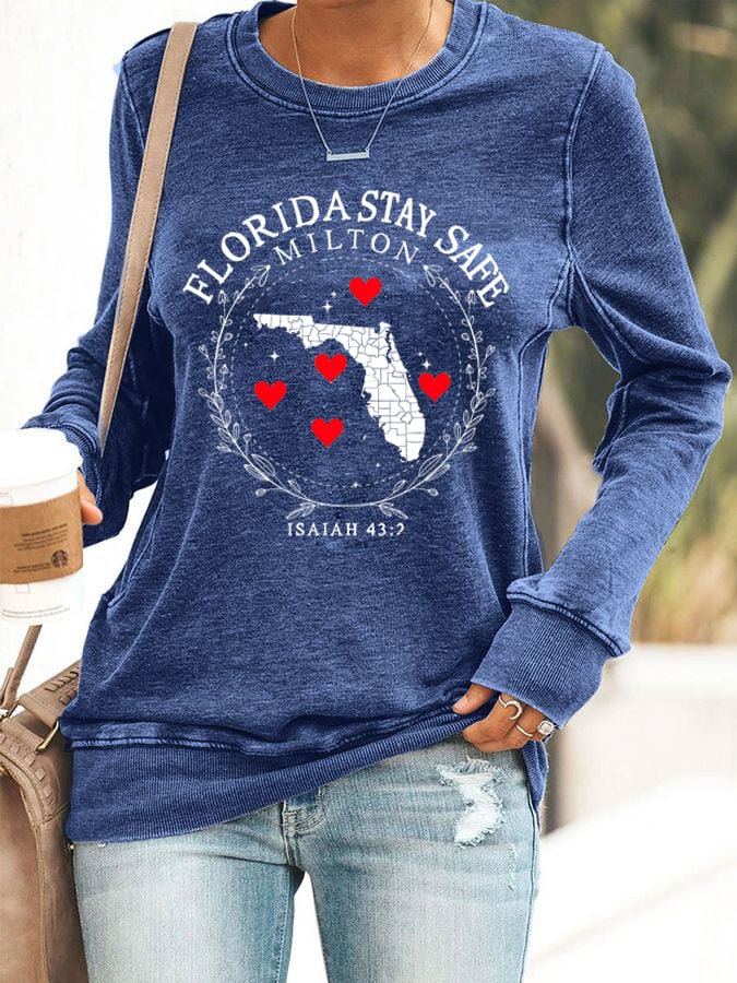 Women's Florida Stay Safe Print Casual Sweatshirt
