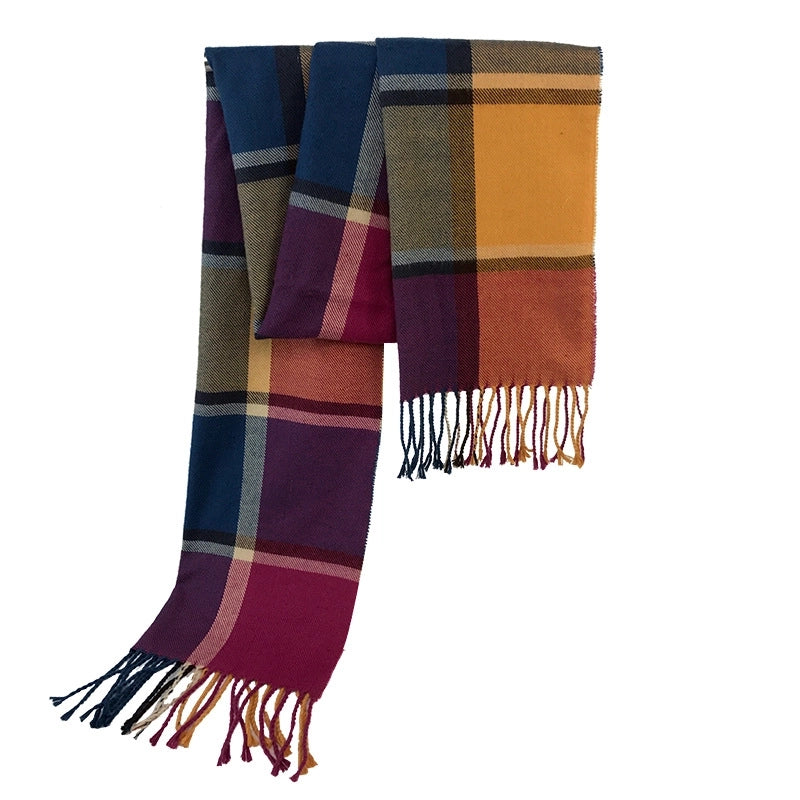Autumn And Winter New Tassel Men's Scarf Double-sided Cashmere Scarf Long Tassel Warm Lovers Scarf