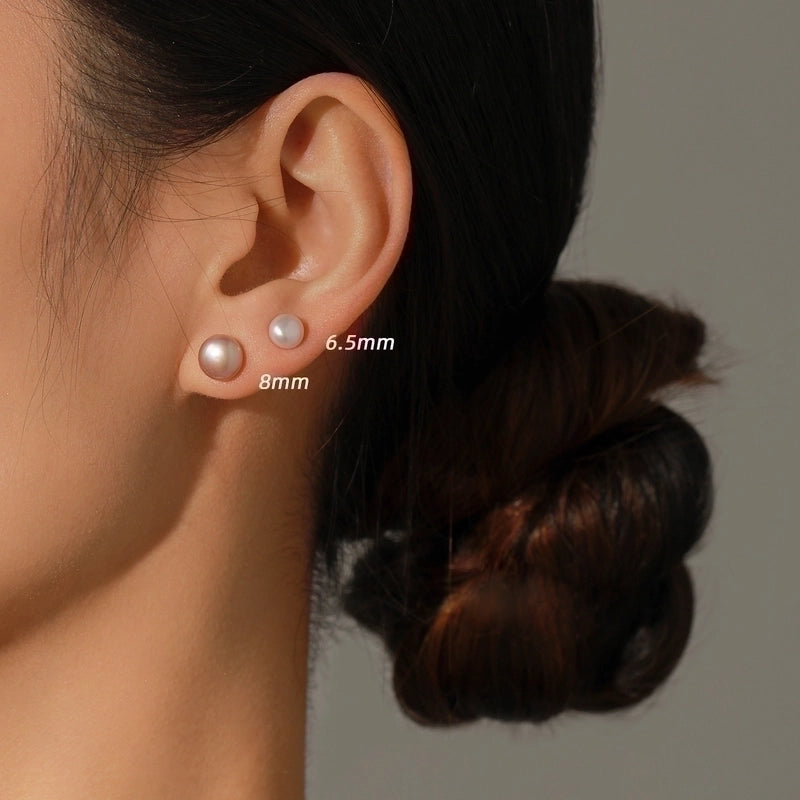 1 Pair IG Style Elegant Sweet Oval Plating 925 Sterling Silver Freshwater Pearl Ear Studs