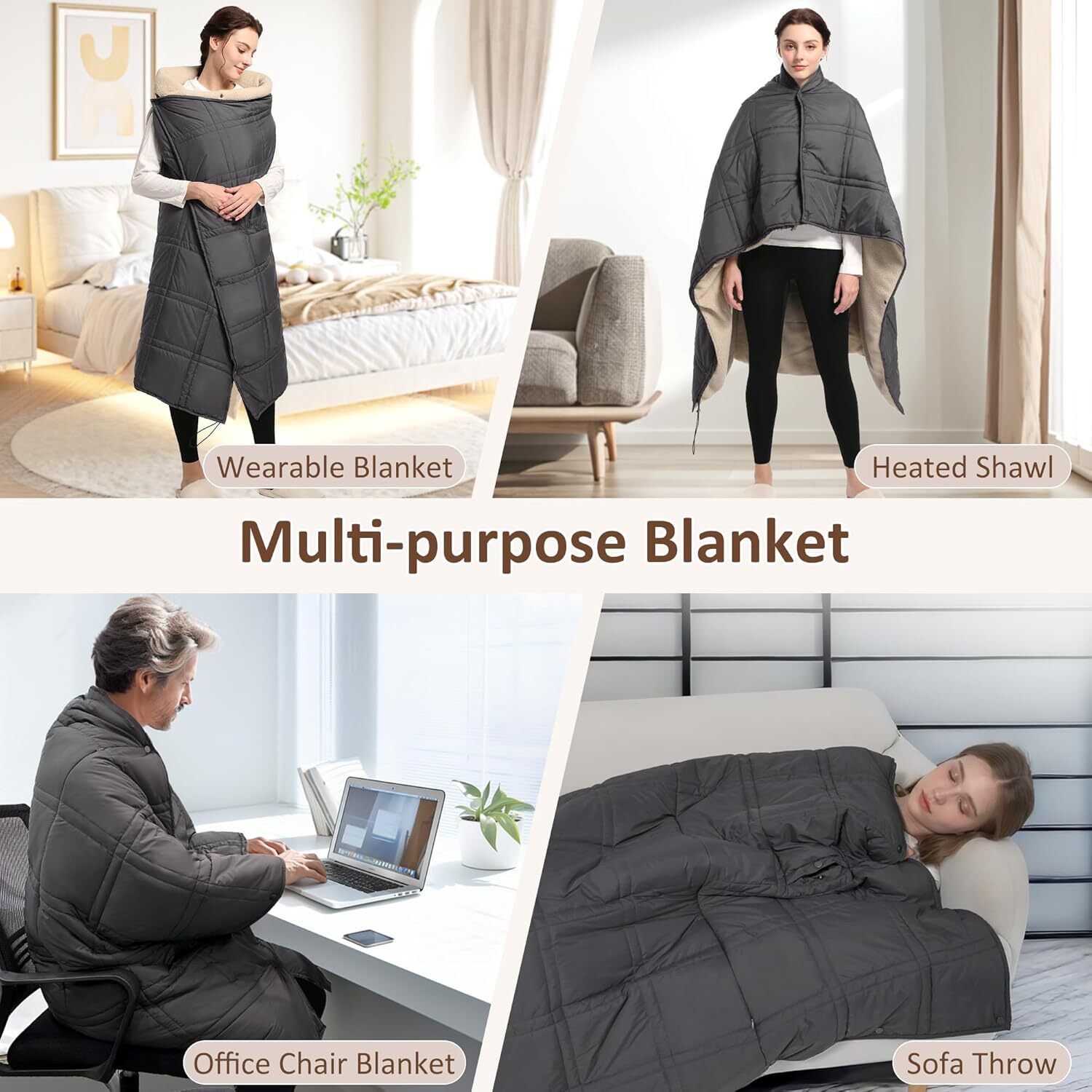 🎄Christmas Clearance! 🎁Sherpa Heated Blanket Battery Operated Portable Heated Blanket - 3 Packs for $24.96
