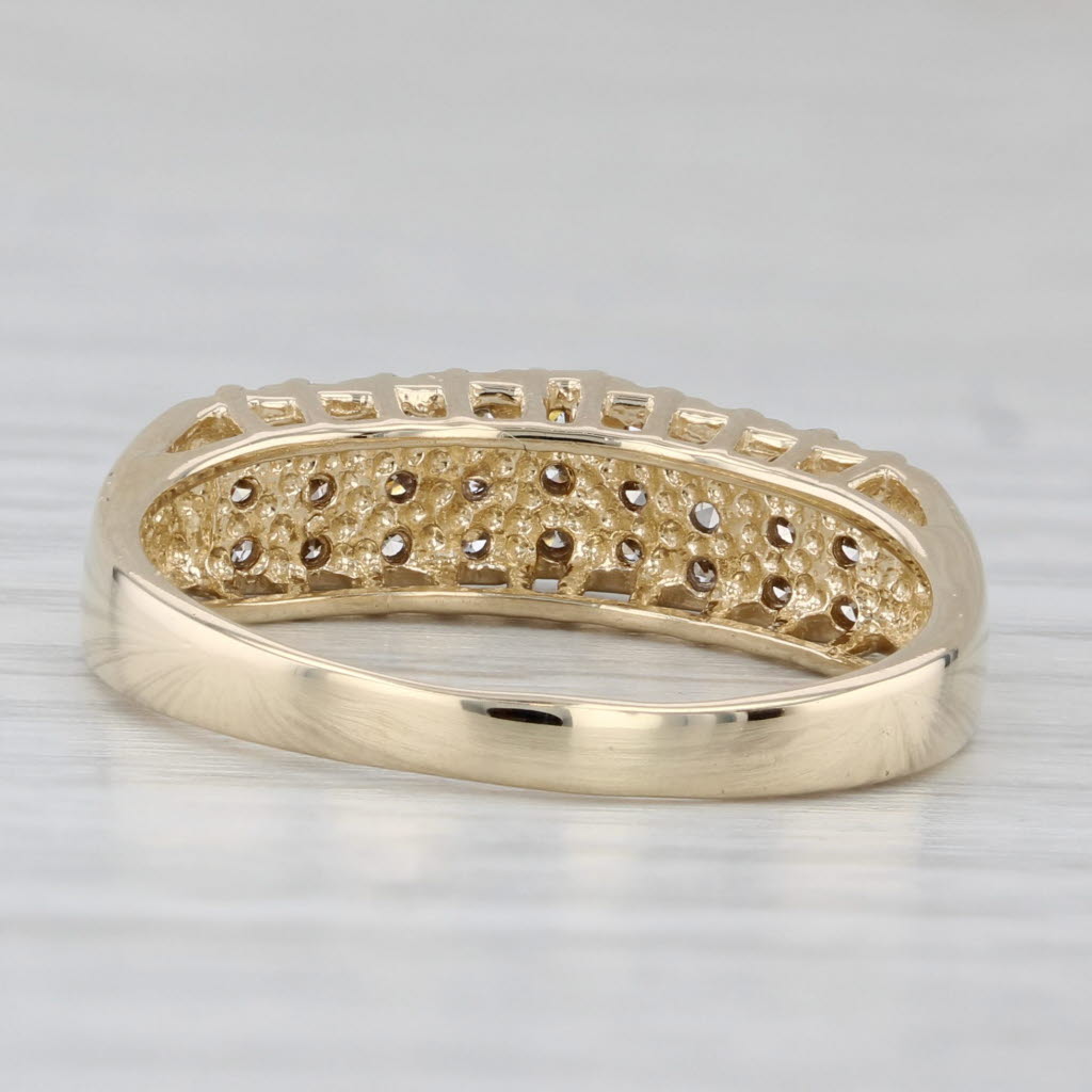 0.27ctw Diamond Rooftop Tiered Ring 10k Yellow Gold Size 8 Stackable Anniversary