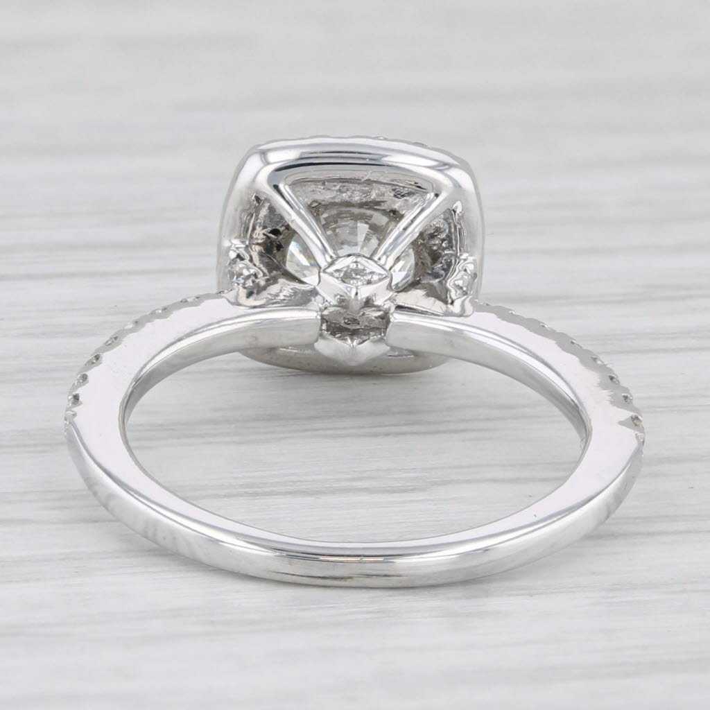 1.14ctw Round Diamond Halo Engagement Ring 14k White Gold Size 5 GIA